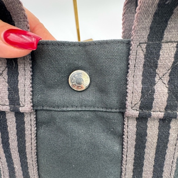 Authentic "HERMES" Fourre Tout Tote Bag Gray Canvas - Picture 11 of 15